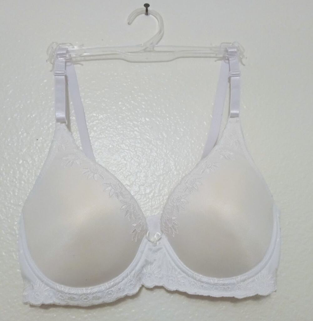 Women's T-Shirt Bra Soft Comfort Bra Plunge White Lace NEW W/O TAGS SZ 34C